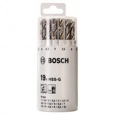 Bosch 19 HSS-G Set Runddose 1-10mm