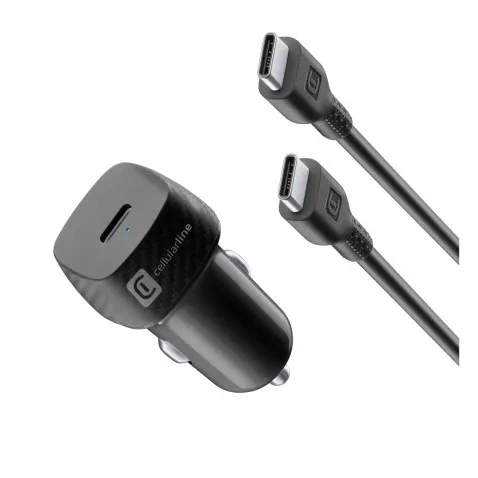 Cellularline KFZ-Lader-Set 25W USB C wei inkl. Kabel für