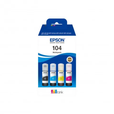 Epson EcoTank Tinte 104 Multipack 4er-Pack, Schwarz,