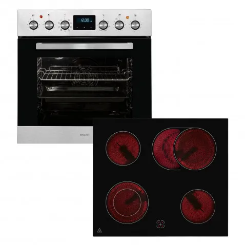 Exquisit EHE185-HBZ-020 inox-Set Einbau-Herdset 60