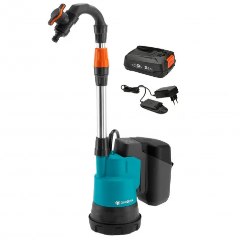 Gardena 1460261 Akku-Regenfasspumpe inkl. Akku 2.5Ah,