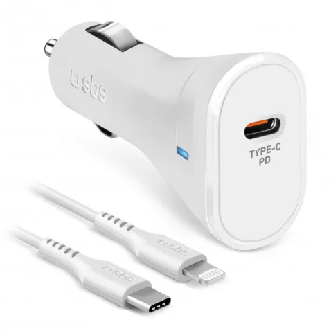 SBS Car Charger Kit weiss 20W Lightning