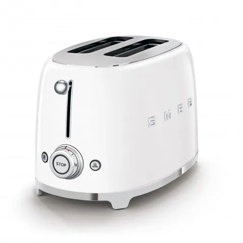 SMEG TSF01WHEU 2-Schlitz-Toaster Kompakt 50's Retro Style,