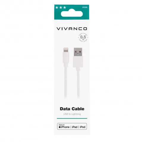VIVANCO 0,5M LIGHTNING  USB-A, weiß 61326 0,5M