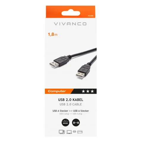 VIVANCO 1,8 m USB Stecker A- Stecker A 45296 USB Stecker,