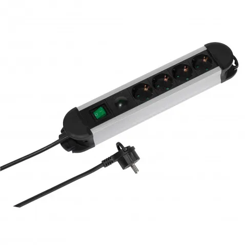 VIVANCO 4-fach Steckdosenleiste Alu 1,6m 37656 EPLS