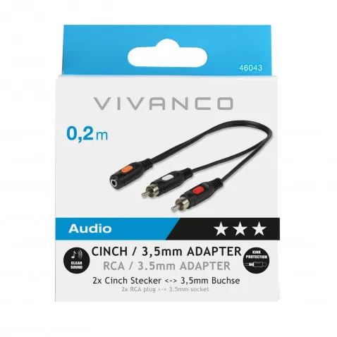 VIVANCO Adapter Cinch- Klinke 0,2m 46043 0,2m