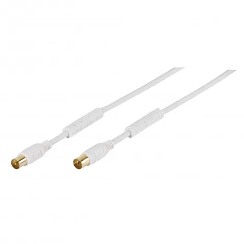 Vivanco Antennenkabel weiss 3m 100dB, Ferritkern,