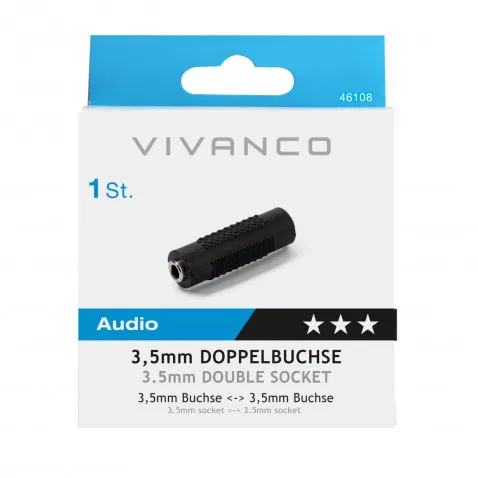 VIVANCO Audio Doppelkupplung, Stereo 46108 3,5MM