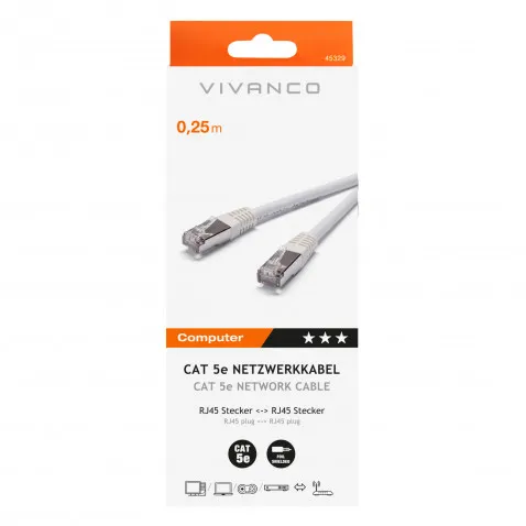 VIVANCO CAT 5e Netzwerkkabel weiß 0,25m VIVANCO 45329 CC N4