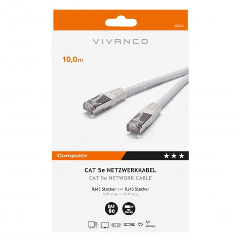 VIVANCO CAT 5e Netzwerkkabel weiß 10m VIVANCO 45334 CC N4