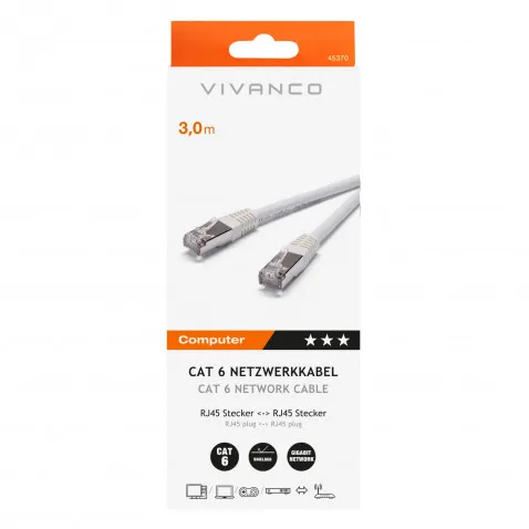 VIVANCO Cat 6 Netzwerkkabel 3m weiß 3 m Netzwerk Cat