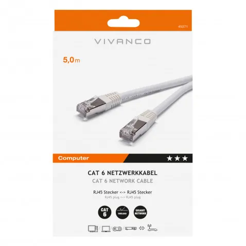 VIVANCO Cat 6 netzwerkkabel 5m weiß 5 m Netzwerk Cat