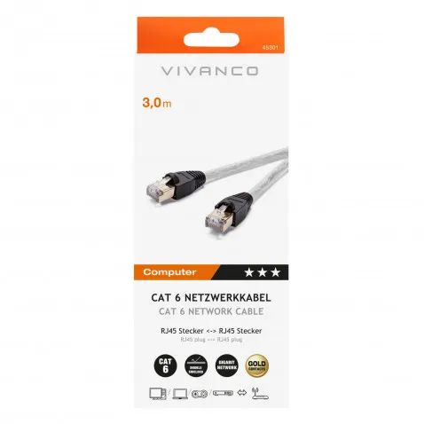 VIVANCO CAT6 Netzwerkkabel, 3m 45301 CC N6 30