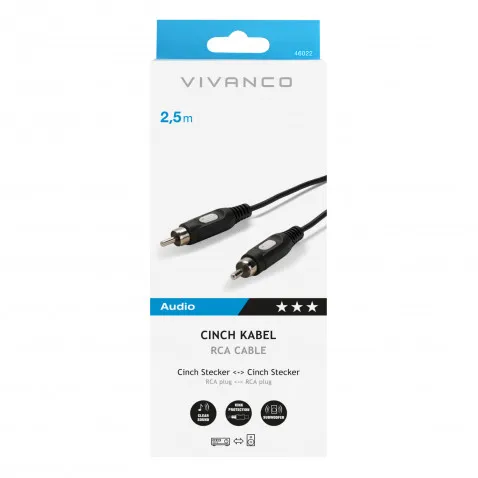 VIVANCO Cinch-Verbindung, 1-fach 2,5m 46022 2,5m
