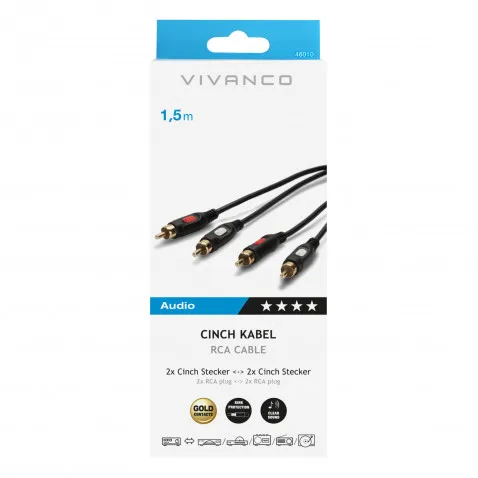 VIVANCO Cinch-Verbindung stereo, 1,5m 46010 1,5m