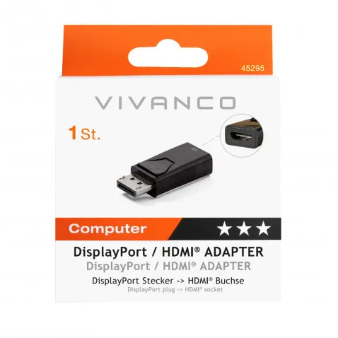 VIVANCO Displayport-HDMI Adapter schwarz VIVANCO 45295 CA DH