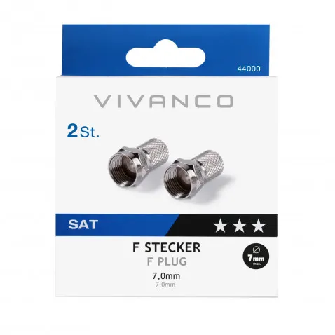 VIVANCO F-Stecker, 7,0 mm, 2 Stück VIVANCO 44000 STD