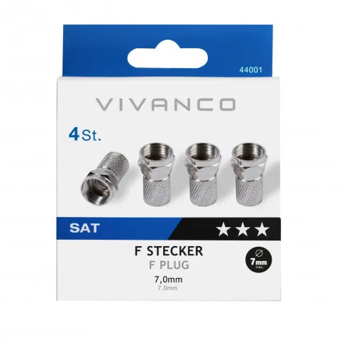 VIVANCO F-Stecker, 7,0 mm, 4 Stück VIVANCO 44001 STD