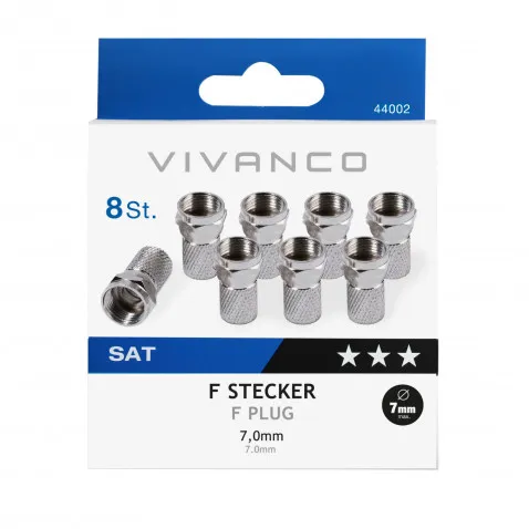 VIVANCO F-Stecker, 7,0 mm, 8 Stück VIVANCO 44002 STD
