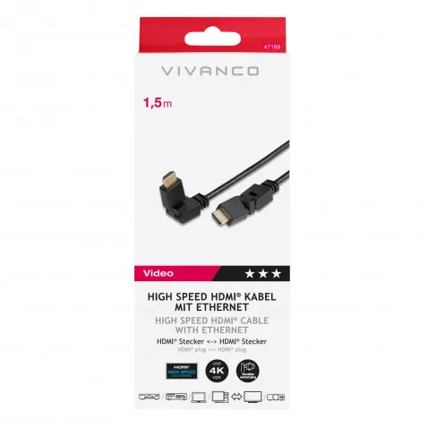 VIVANCO HDMI 2X 360 Grad A-Stecker 1,5m 47169 1,5m HDMI 360