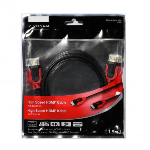 VIVANCO HDMI Kabel mit Ethernet rot 1,5m VIVANCO 42955 PRO