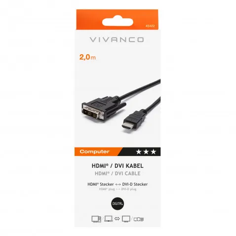 VIVANCO HDMI zu DVI Kabel schwarz 2m VIVANCO 45422 CC M