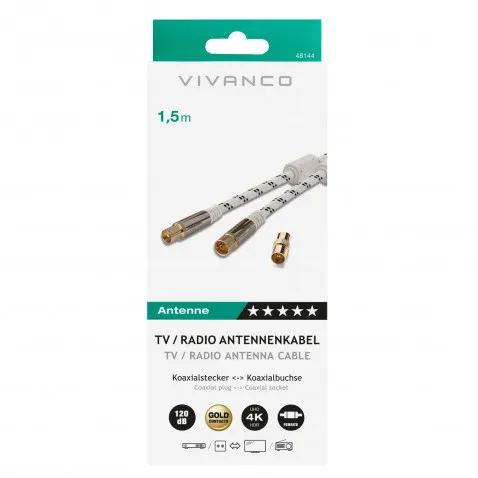 VIVANCO HQ Antennenkabel Gold 1,5m 48144 1,5M
