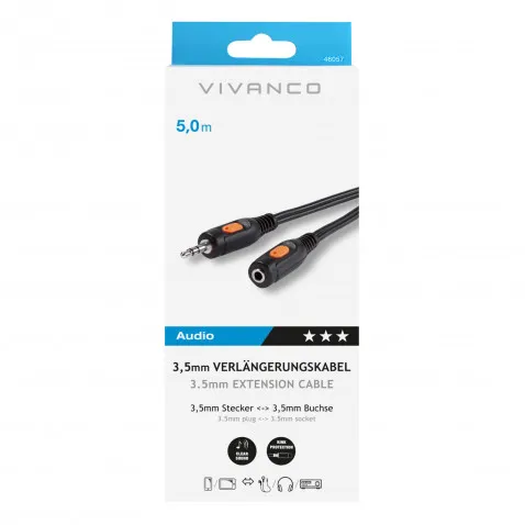 VIVANCO Klinken-Verlängerung 3,5mm, 5m 46057 5m