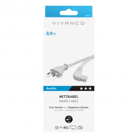Vivanco Netzanschlusskabel weiss 3 m mit