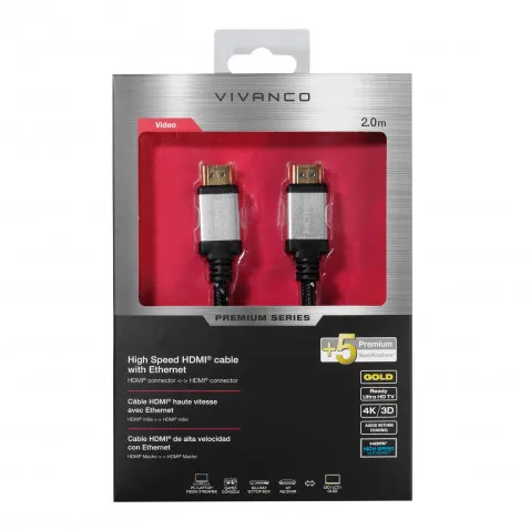 VIVANCO Premium HDMI mit Ethernet 2m 42201 2m HSP HDMI