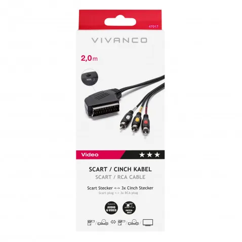 VIVANCO Scart-Cinch-Verbindung 2m 47017