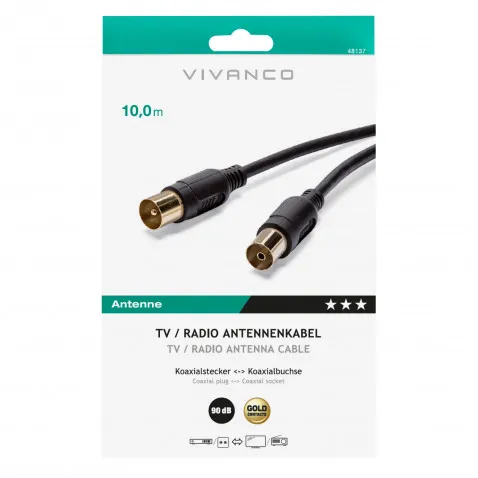 VIVANCO TV Radio Antennenkabel 90dB, 10m 48137 48/20