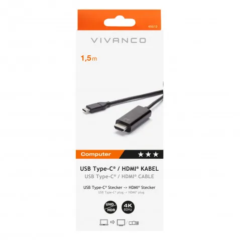 VIVANCO USB-C auf HDMI Kabel 1,5m 45512 CC UC HD
