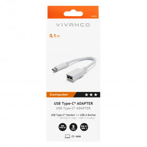 VIVANCO USB Typ C Adapter 0,1 m weiß VIVANCO 45284 CA