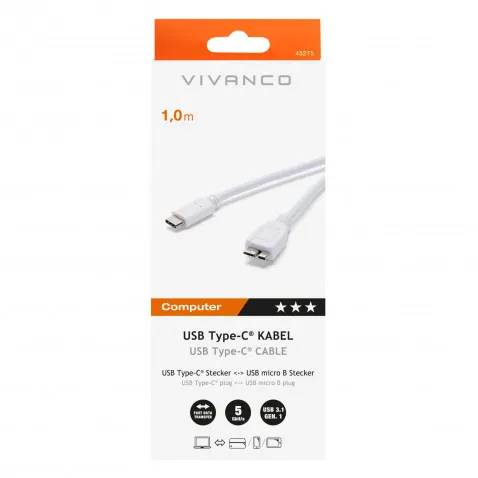 VIVANCO USB Typ C Adapter-Kabel 1m weiß VIVANCO 45275 CC 31