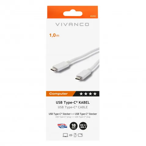 VIVANCO USB Typ C Kabel 1m weiß 45293 CC 31 CC 10