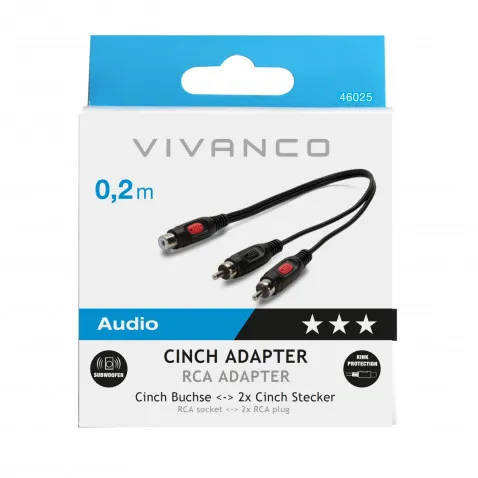 VIVANCO Y-Adapter Cinch, 2 Cinch 0,2m 46025 46/03