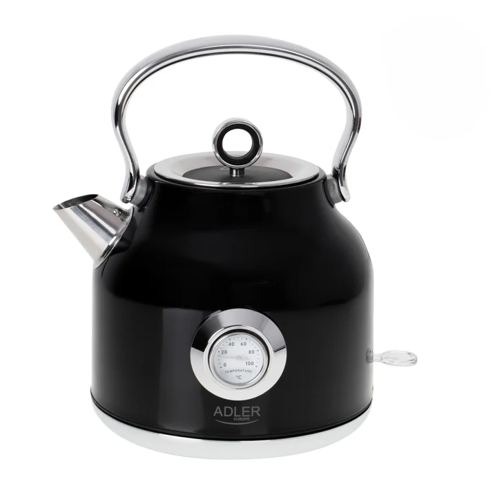 AD 1346b Kettle with a Thermomete, Electric, Power 2200 W, Capacity 1.7 L, Black, Wasserkocher, Schwarz, Silber