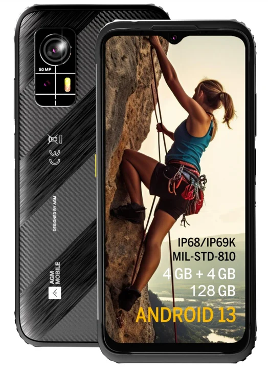 AGM MOBILE H6 light Smartphone Rugged (256 GB, Schwarz, 6.56", Hybrid Dual SIM, 4G), Smartphone, Schwarz