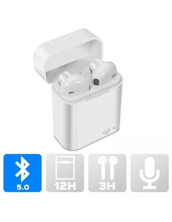 Akashi altwhearb earbuds wireless white bluetooth wireless headphones with battery case.