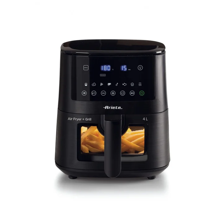 Ariete - 4633 4L Heißluftfritteuse, 1400 W, 4L Fassungsvermögen, 9 Programme, Shake- und Grillfunktion, Temperatur bis 200°C, Schwarz
