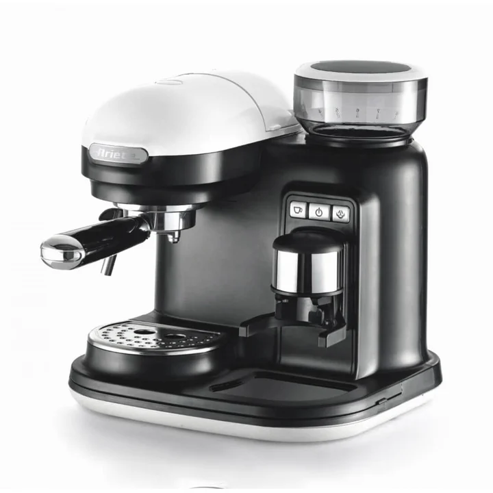 Ariete - Espressomaschine mit Kaffeemühle Moderna 1318, Authentischer Kaffee, Filter für 1 oder 2 Tassen, Maxi-Cappuccino, Automatische Abschaltung,