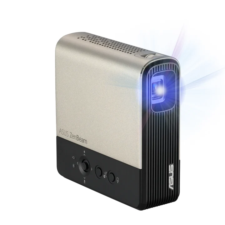 ASUS - ZenBeam E2 Mini-LED Projektor (Beamer, Auto-Portrait-Modus, 300 LED-Lumen, WVGA, kabellose Projektion, USB Typ-A. HDMI, 4 Stunden Akkulaufzeit)