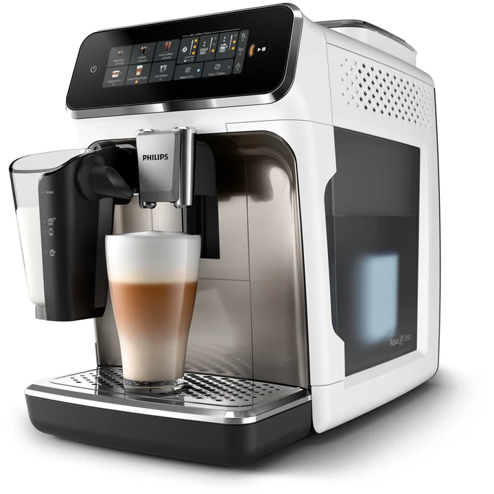 Automatische Espressomaschine PHILIPS S3300 LatteGo EP3343/90, 1,8 l, 6 Getränke, 1500 W, 15 bar, Schwarz-Weiß