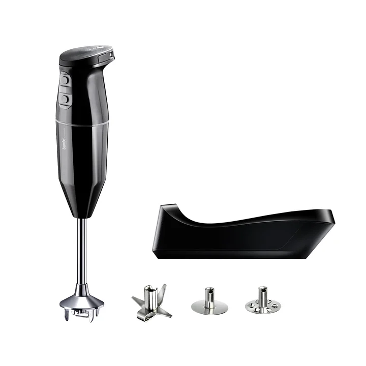 Bamix - Stabmixer Set cordless kabellos, inkl. Ladestation, Multimesser, Quirl, Schlagscheibe aus Edelstahl, 250 Watt, 2-Stufen, Made in Switzerland, Schwarz