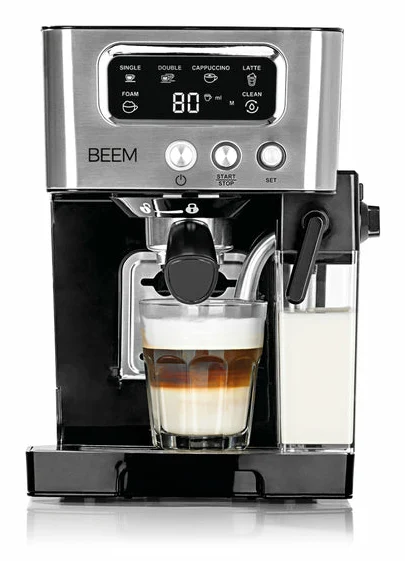BEEM - ESPRESSO-LATTE Siebträgermaschine -15 bar | Kaffeespezialitäten – wie vom Barista | Mit 0,4 L Milch- & 1,4 L Wassertank | Milchschaumkonsistenz