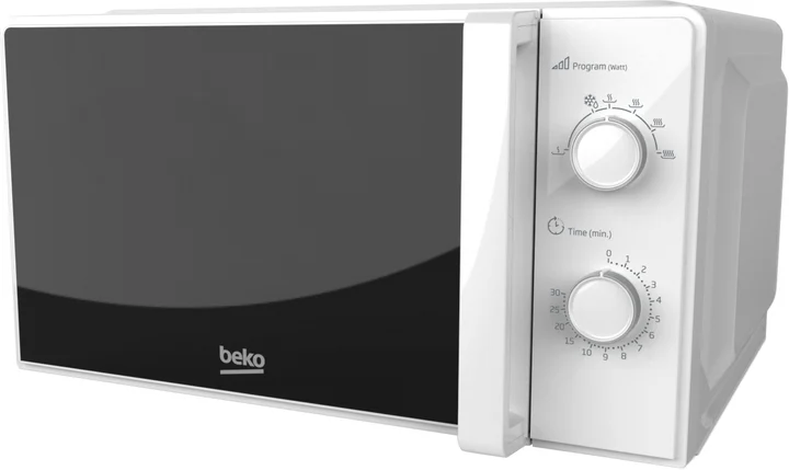 Beko - MOC20100WFB Mikrowelle Solo 20 Liter, 700 W, Timer max. 30 min, 5 Stufen, Auftau- und Aufwärmfunktionen, Einstellung mit Drehknopf, Endanzeige,