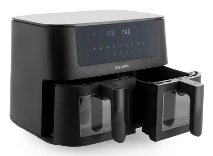 Bistro dubbele airfryer - 4L+4L - 9 programmas - zwart - PFAS-vrij, Fritteuse, Schwarz