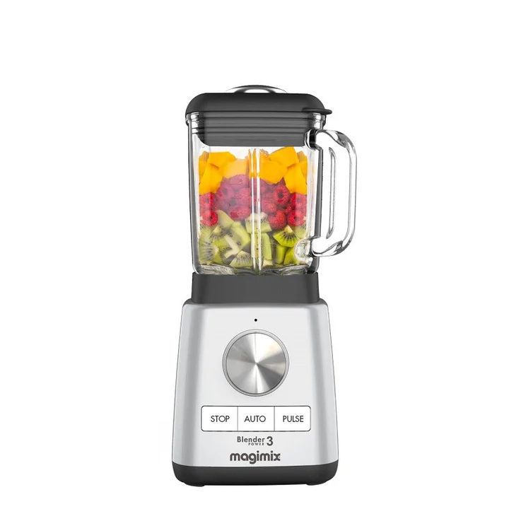 Blender Power 3 - Smoothie Maker - 1,2 Liter - Ice Crusher - Mat Chroom, Standmixer, Schwarz, Silber